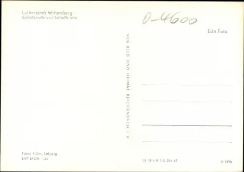 Ak Lutherstadt Wittenberg, Schlosstraße und Schlosskirche