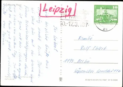 Ak Leipzig in Sachsen, Technische Messe, Kran, Auto