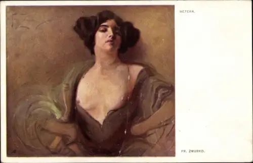 Künstler Ak Zmurko, F., Hetera, Frauenakt, Busen