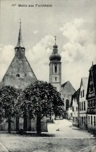 Ak Forchheim in Oberfranken Bayern, Motiv aus  Kirche, Bäume,  Gebäude