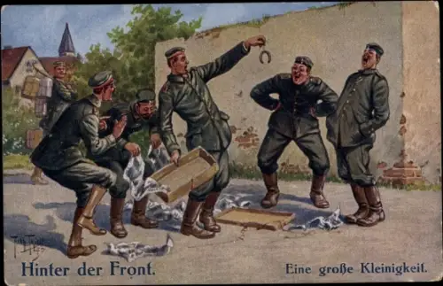 Künstler Ak Thiele, Arthur, Hinter der Front, eine große Kleinigkeit, Soldatenleben