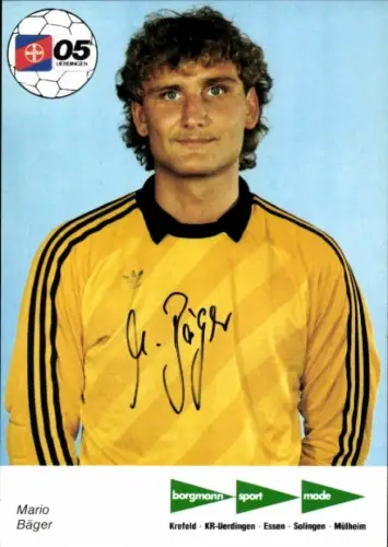 Autogrammkarte Fußballer Mario Bäger, KFC Uerdingen 05, Autogramm