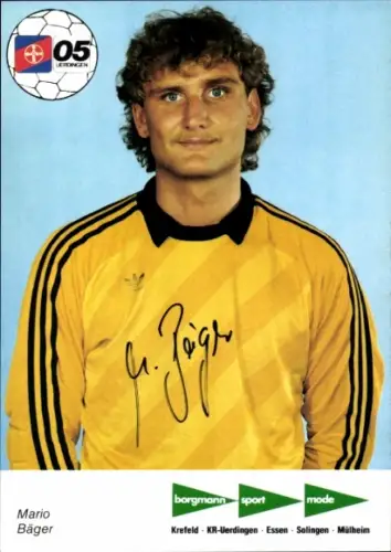 Autogrammkarte Fußballer Mario Bäger, KFC Uerdingen 05, Autogramm
