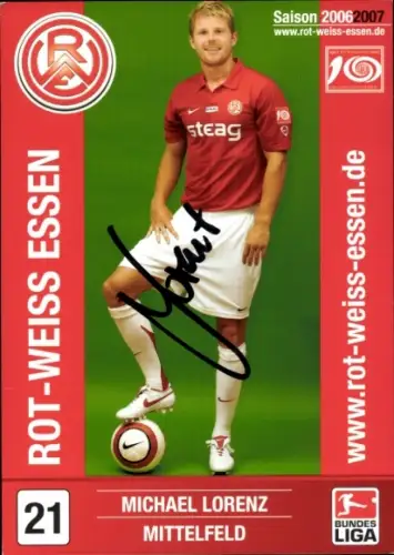 Autogrammkarte Fußballer Michael Lorenz, Rot-Weiss Essen, Autogramm