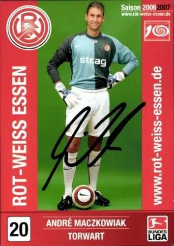Autogrammkarte Fußballer André Maczkowiak, Rot Weiss Essen, Autogramm