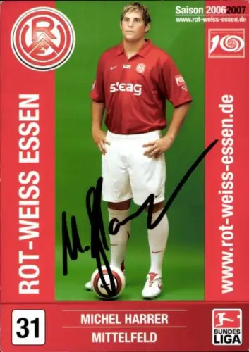 Autogrammkarte Fußballer Michel Harrer, Rot-Weiss Essen, Autogramm