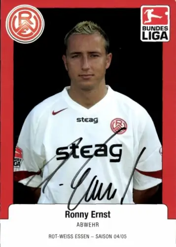Autogrammkarte Fußballer Ronny Ernst, Rot-Weiss Essen, Autogramm