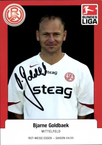 Autogrammkarte Fußballer Bjarne Goldbaek, Rot-Weiss Essen, Autogramm