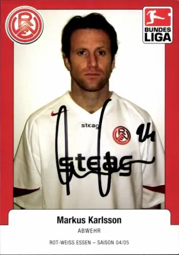 Autogrammkarte Fußballer Markus Karlsson, Rot-Weiss Essen, Autogramm