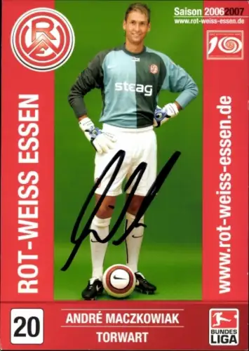 Autogrammkarte Fußballer André Maczkowiak, Rot-Weiss Essen, Autogramm