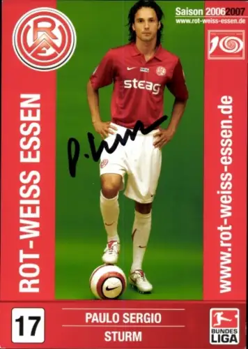 Autogrammkarte Fußballer Paulo Sergio, Rot-Weiss Essen, Autogramm
