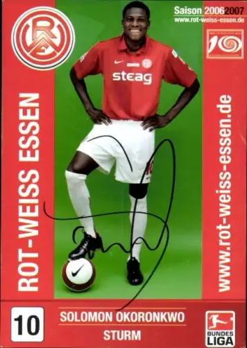 Autogrammkarte Fußballer Solomon Okoronkwo, Rot-Weiss Essen, Autogramm