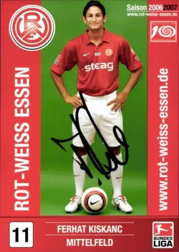 Autogrammkarte Fußballer Ferhat Kiskanc, Rot-Weiss Essen, Autogramm