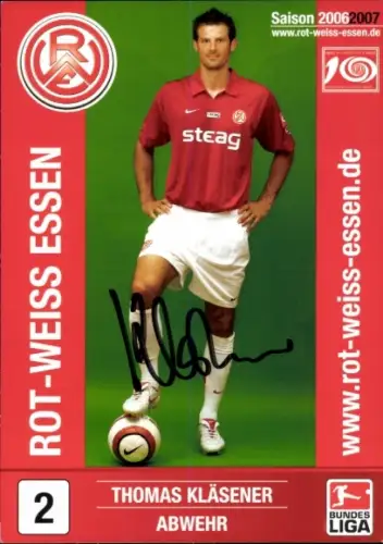 Autogrammkarte Fußballer Thomas Kläsener, Rot-Weiss Essen, Autogramm