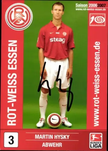 Autogrammkarte Fußballer Martin Hysky, Rot-Weiss Essen, Autogramm