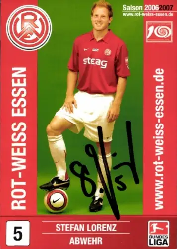 Autogrammkarte Fußballer Stefan Lorenz, Rot Weiss Essen, Autogramm