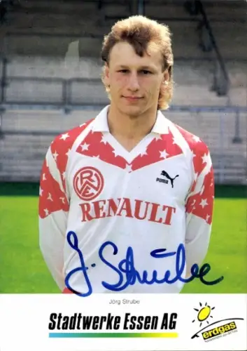 Autogrammkarte Fußballer Jörg Strube, Rot-Weiss Essen, Autogramm