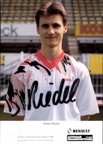 Autogrammkarte Fußballer Stefan Riedel, Rot-Weiss Essen, Autogramm