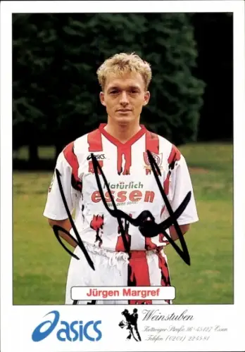 Autogrammkarte Fußballer Jürgen Margref, Rot-Weiss Essen, Autogramm