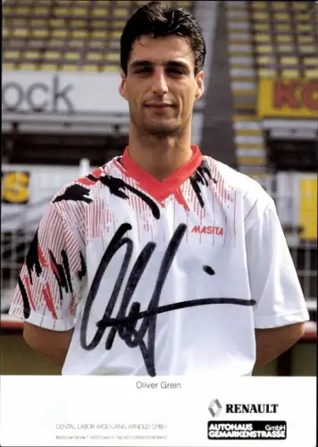 Autogrammkarte Fußballer Oliver Grein, Rot-Weiss Essen, Autogramm