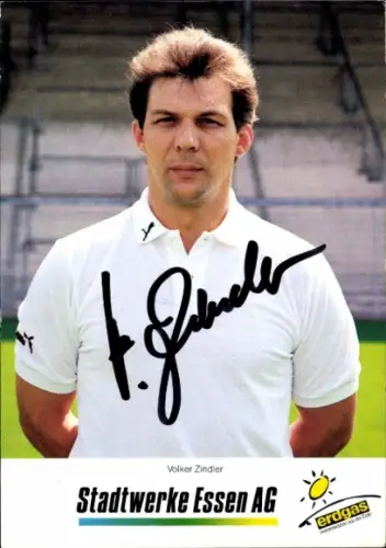 Autogrammkarte Fußballer Volker Zindler, Rot-Weiss Essen, Autogramm