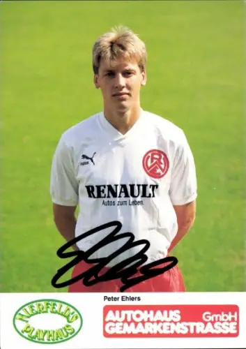 Autogrammkarte Fußballer Peter Ehlers, Rot-Weiss Essen, Autogramm