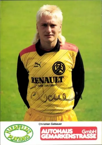 Autogrammkarte Fußballer Christian Gebauer, Rot-Weiss Essen, Autogramm