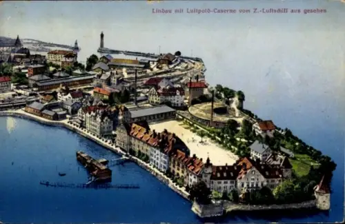 Ak Lindau am Bodensee Schwaben, Luitpold-Kaserne, Blick vom Zeppelin-Luftschiff
