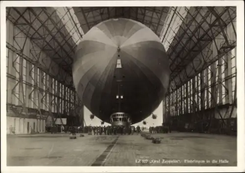 Ak Luftschiff LZ 127 Graf Zeppelin, Einbringen in die Halle, Luftschiffbau Zeppelin GmbH