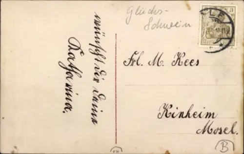 Ak Glückwunsch Neujahr, Kind, Schwein