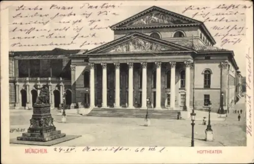 Ak München, Hoftheater, Denkmal