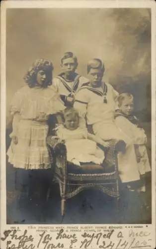 Ak Prinzessin Mary, Prinz Albert, Prinz Edward, Prinz George, Prinz Henry, Kinderportrait