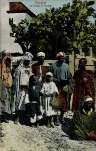 Ak Tangier Marokko, A Group of Moors, Eine Gruppe von Anwohnern