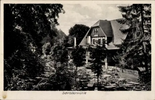Ak Freiberg Sachsen, Blick auf die Schrödermühle, Terrasse