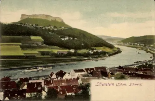 Ak Bad Schandau Sächsische Schweiz,  Fluss, Schiffe, Landschaft