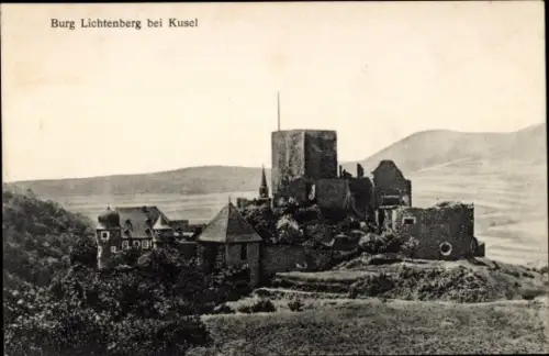 Ak Kusel in der Pfalz, Burg Lichtenberg, Ruinen, Landschaft, bei Kusel