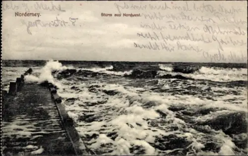 Ak Nordseebad Norderney Ostfriesland, Wellen, Sturm,  , Nordwest