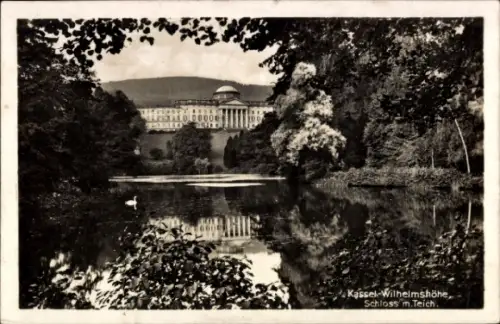 Ak Bad Wilhelmshöhe Kassel in Hessen, Schloss, Teich