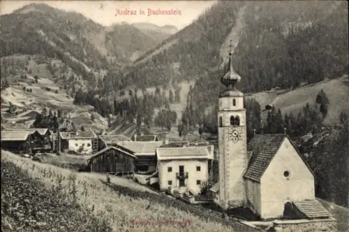 Ak Andraz in Buchenstein, Teilansicht mit Kirche