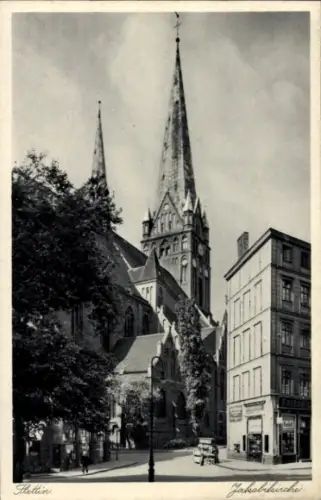 Ak Szczecin Stettin Pommern, Ansicht der Jakobikirche
