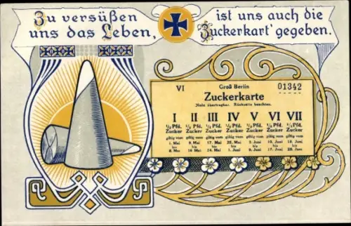 Ak Zuckerkarte, Groß Berlin, Zuckerhüte, Kaiserreich, I. WK