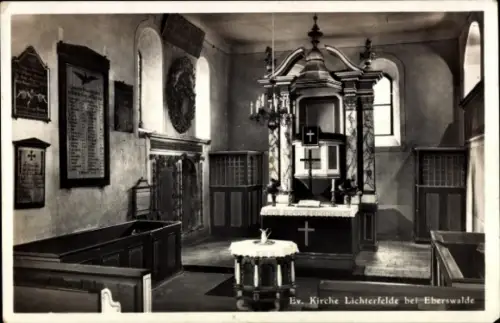 Ak Lichterfelde bei Eberswalde Schorfheide Barnim, Ev. Kirche, Innenansicht