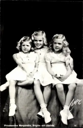 Ak Prinzessinnen Margaretha, Birgitta und Desirée von Schweden, Portrait