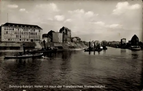 Ak Duisburg im Ruhrgebiet, Hafen, Haus der Französischen Rheinschiffahrt