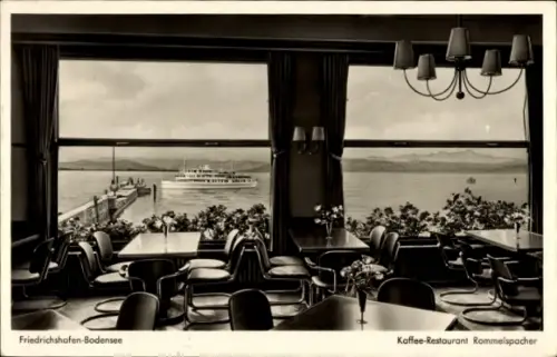 Ak Friedrichshafen am Bodensee, Kaffee-Restaurant Rommelspacher, Dampfer