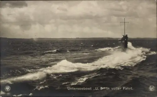 Ak Deutsches Unterseeboot, U Boot U5, In voller Fahrt, Kaiserliche Marine, NPG, GLK