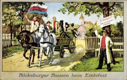 Ak Bückeburger Bauern beim Erntefest, Reklame Dr. Mellinghoff's Essenzen