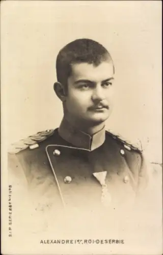 Ak König Alexander I. von Serbien, Portrait in Uniform, Orden