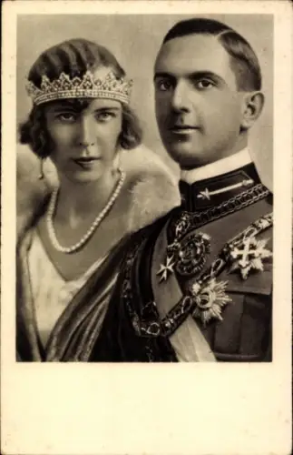 Ak Umberto di Savoia, König Umberto II. von Italien, Marie José von Belgien, Portrait