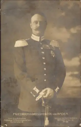 Ak Großherzog Friedrich II von Baden, Portrait, Uniform, Orden